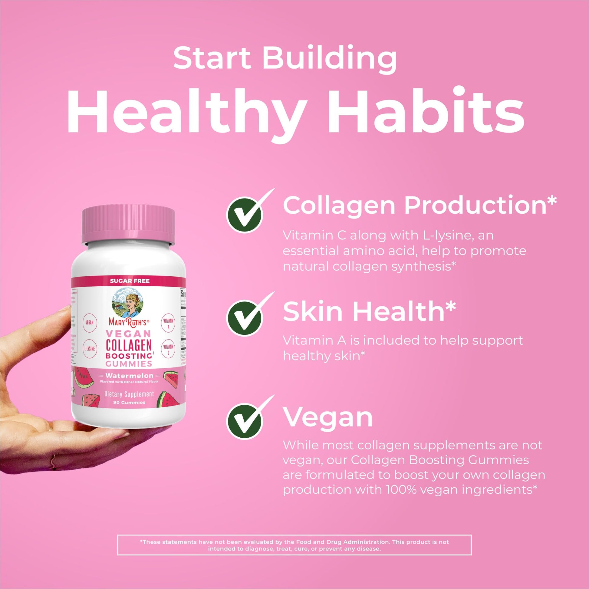 MaryRuth Organics Vegan Collagen for Women & Men, Collagen Boosting Gummies, Skin Care, Lysine, Vitamin C, Vitamin A, Amla, Supplement for Hair & Skin, Vegan, Non-GMO, Gluten Free, 90 Servings MARYRUTH'S buy australia supplements