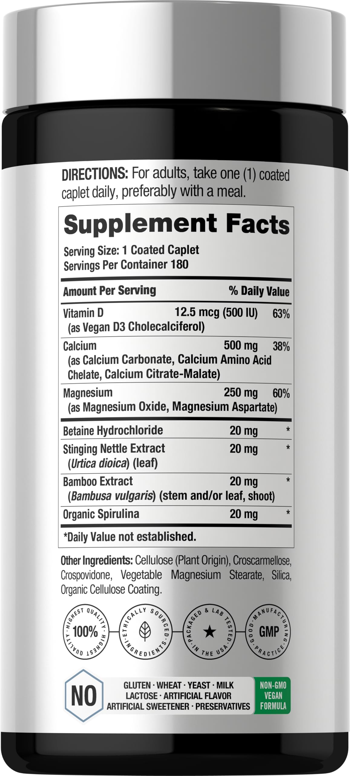 Horbäach Calcium Magnesium D3 | 180 Coated Caplets | Supports Bone Density | Supplement for Men and Women Horbäach