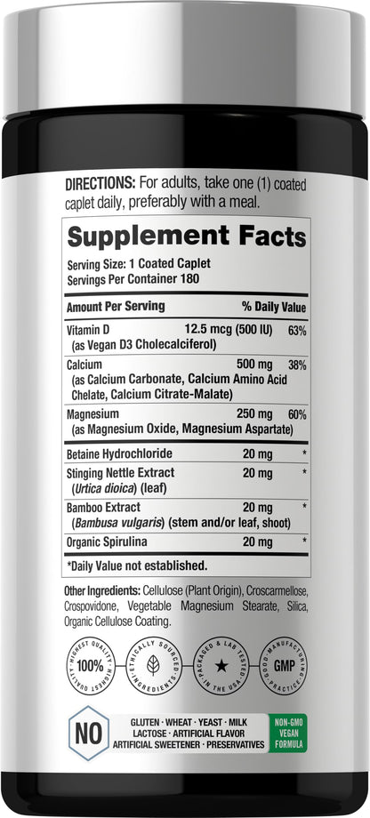 Horbäach Calcium Magnesium D3 | 180 Coated Caplets | Supports Bone Density | Supplement for Men and Women Horbäach
