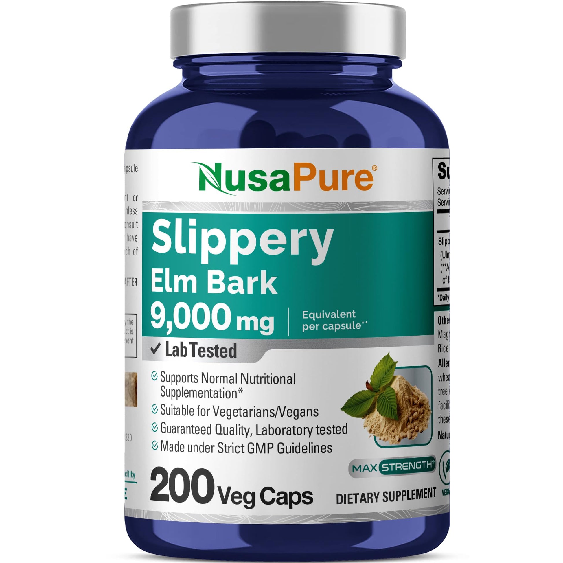 NusaPure Slippery Elm Bark 20:1 Extract, 450 mg Equivalent to 9,000mg 200 Veggie Capsules (Non-GMO, Vegan) NusaPure buy australia supplements