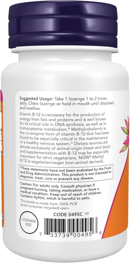 NOW Supplements, Methyl B-12 (Methylcobalamin) 1,000 mcg, Nervous System Health*, 100 Lozenges Gsupps Australia
