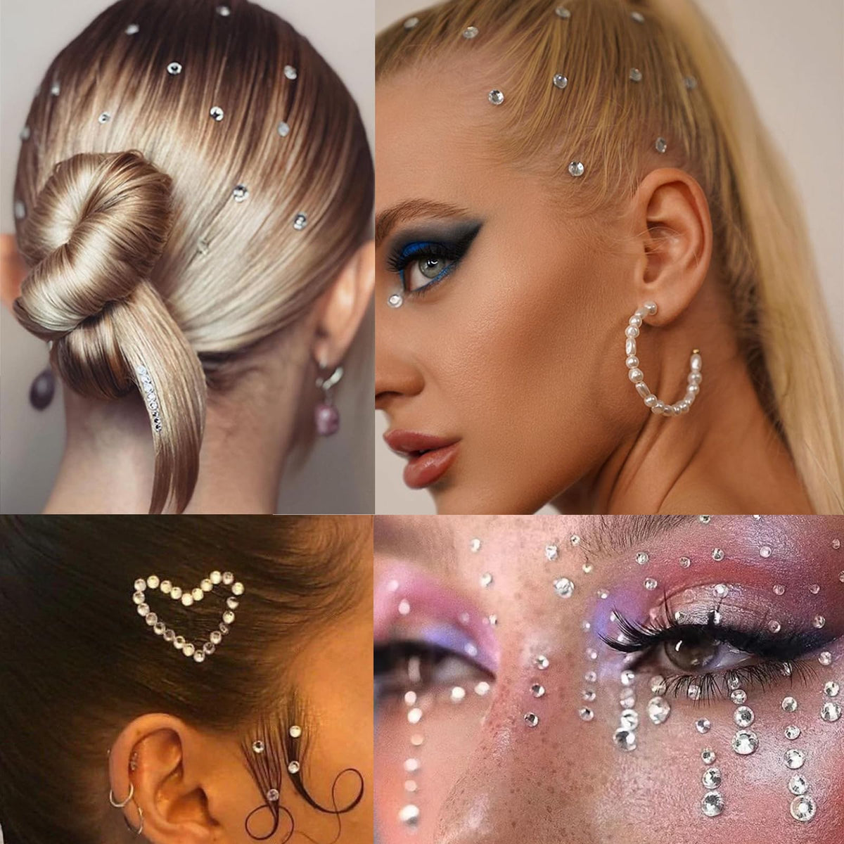 NOOEPC 660Pcs Face Gems Hair Gems, Self-Adhesive Face Jewels Eye Jewels Rhinestones 3/4/5/6 mm DIY Face Gems Stick on, Hair Body Rhinestones Gems Rave Accessories for Face Eyes Makeup Body, Crafts nooepc