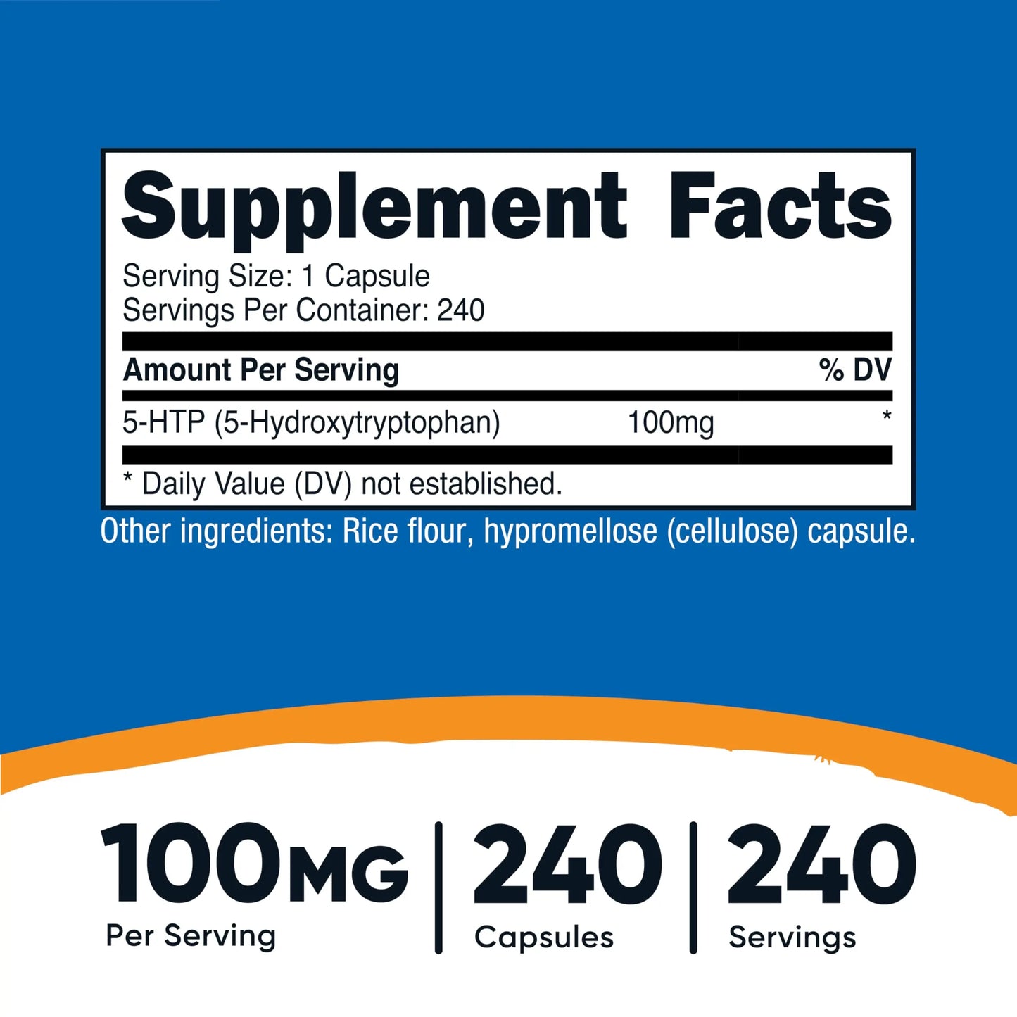 Nutricost 5-HTP 100mg, 240 Vegetarian Capsules (5-Hydroxytryptophan) - Non-GMO & Gluten Free Nutricost