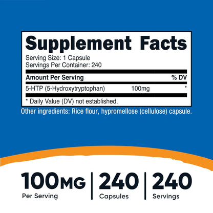 Nutricost 5-HTP 100mg, 240 Vegetarian Capsules (5-Hydroxytryptophan) - Non-GMO & Gluten Free Nutricost