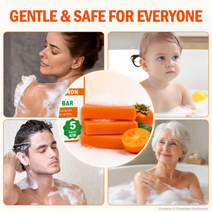 OAKDOLCHE 5 Pcs 80g Persimmon Soap Bar for Old People Smell OAKDOLCHE