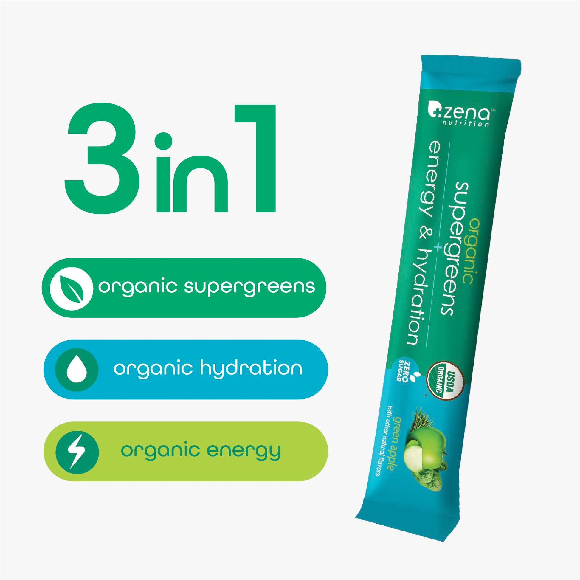 Zena Nutrition Organic Super Greens Energy & Hydration Powder, 70+ Superfoods, 0 Sugar, 5G Fiber, Spirulina, Chlorella, Prebiotics/Probiotics, Natural Caffeine + Electrolytes, 40 Drink Mix Packets Zena Nutrition buy australia supplements