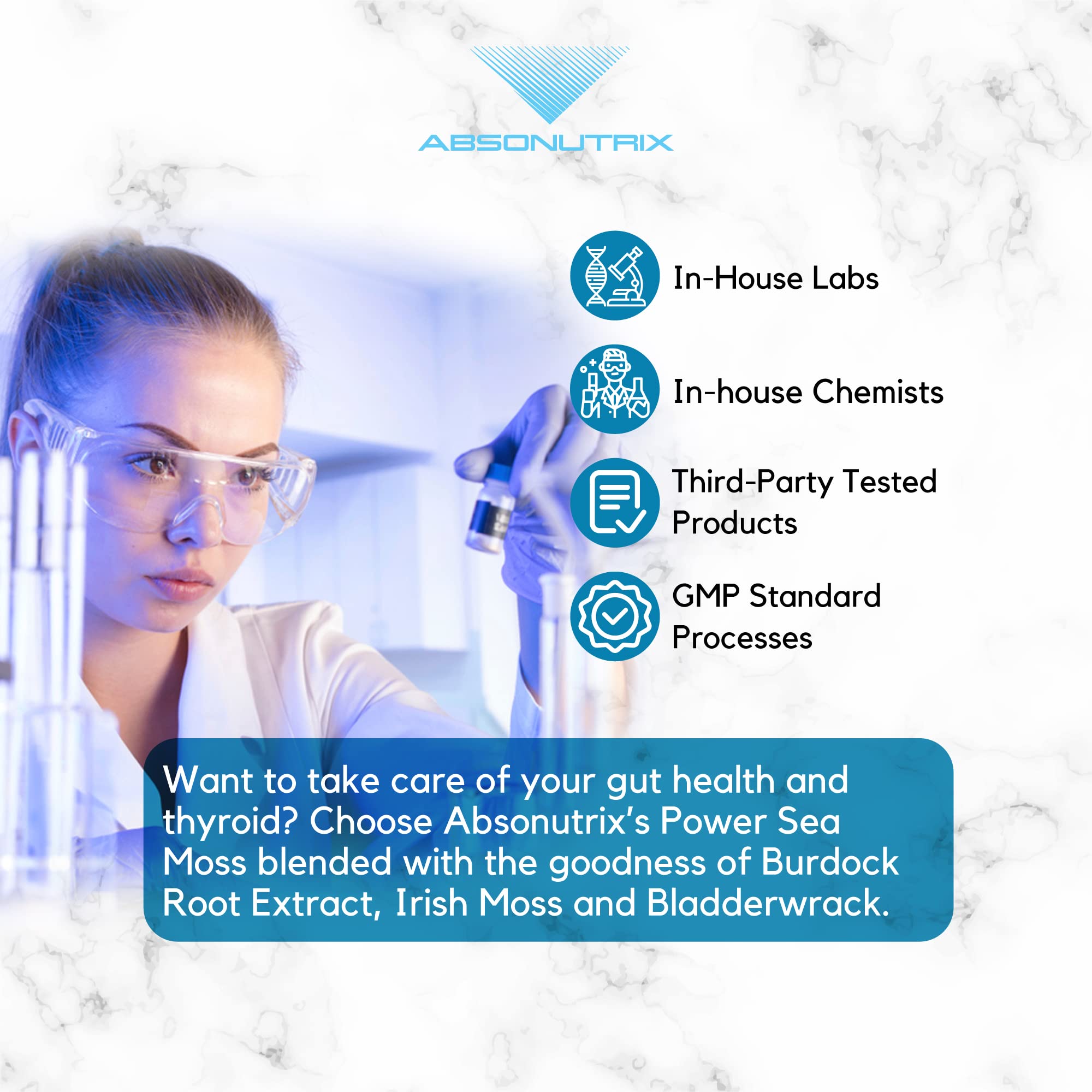 Absonutrix Power Sea Moss with Blend Burdock Root Extract 593mg, 4 Oz Liquid, 200 Servings, Made in USA, Quick Absorption, Quality Potent Ingredients, Third-Party Tested, Non-GMO Absonutrix buy australia supplements