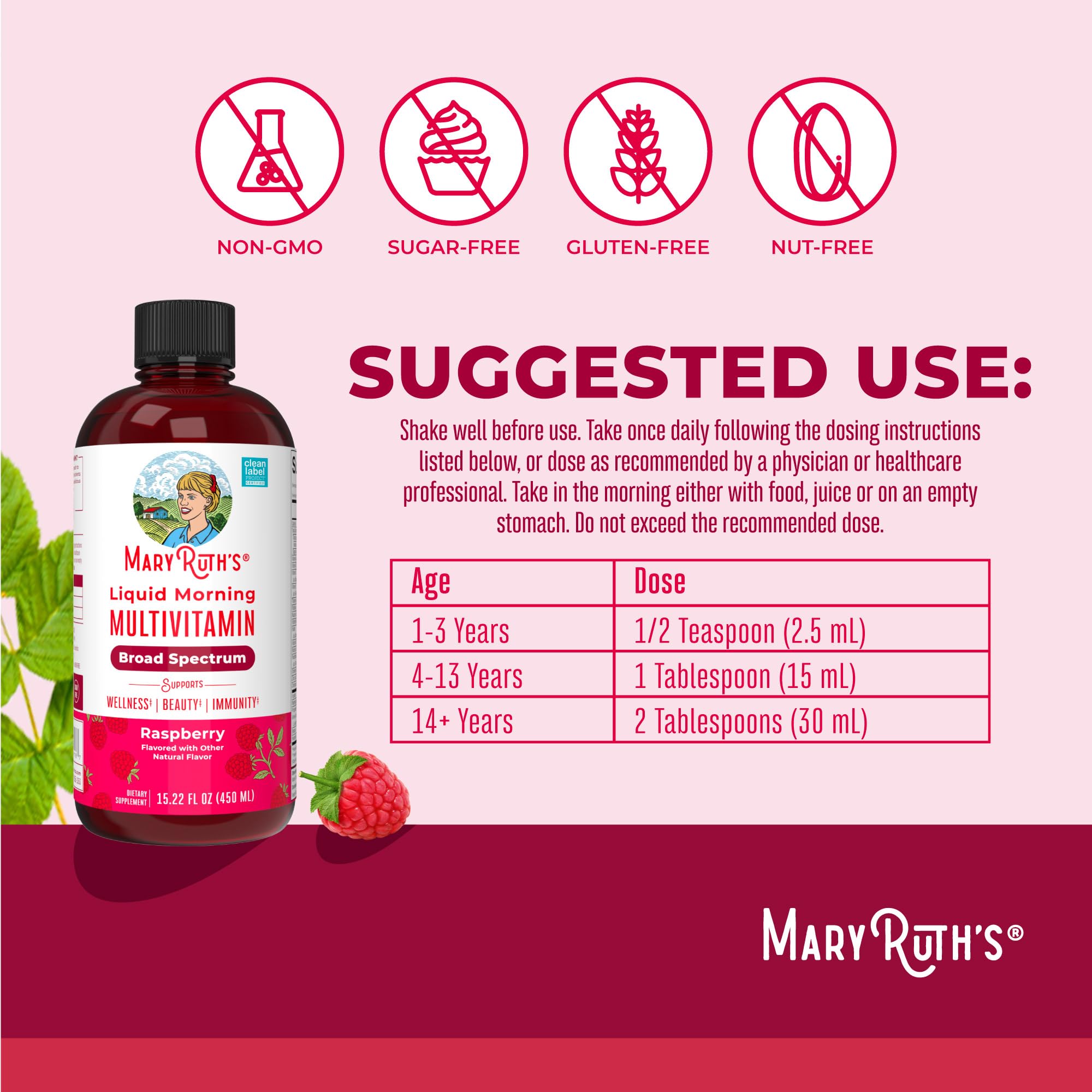 MARYRUTH'S Multivitamin for Women, Men & Kids | Liquid Morning Multivitamin | Vitamin A C D E B6 B12 Biotin Zinc | Beauty | Vegan | Non-GMO | Gluten Free | 15 Servings MARYRUTH'S buy australia supplements