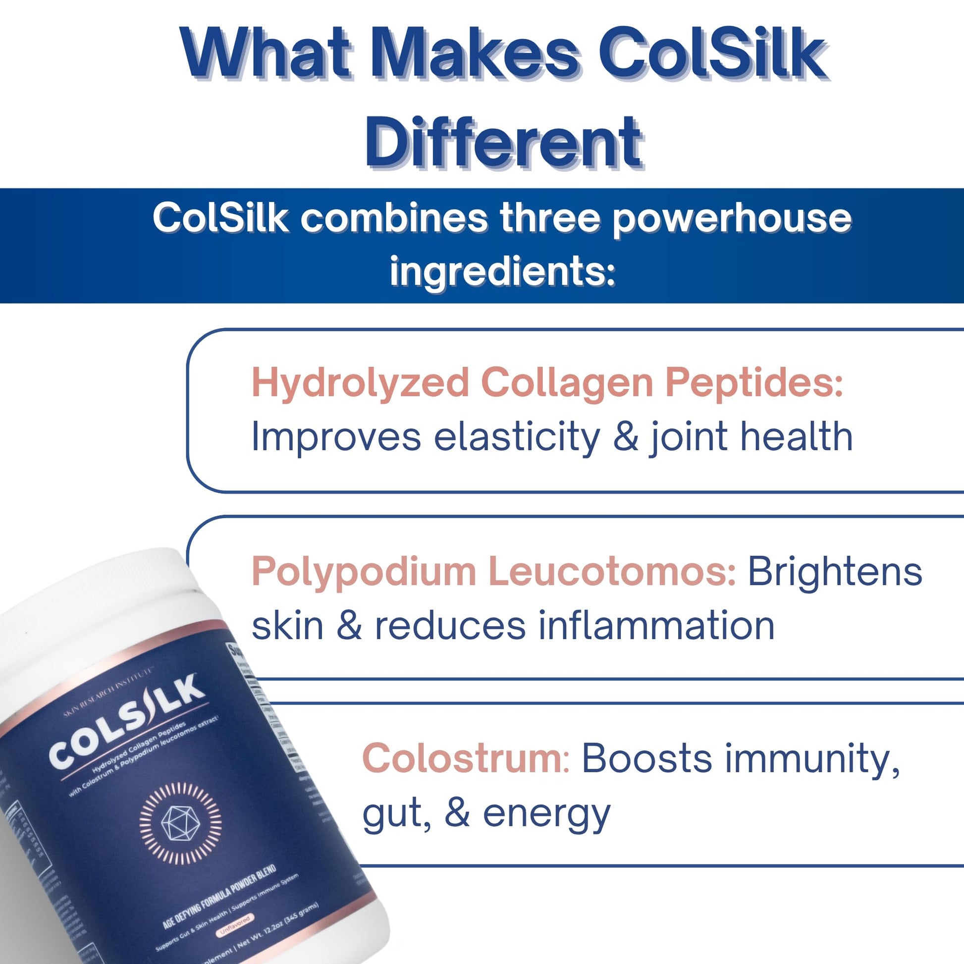 SRILabs ColSilk Unflavored Hydrolyzed Collagen Powder with Colostrum and Polypodium - Skin, Hair, Nails, Gut Health and Joint Support - One Scoop Daily | 1 Month Supply Skin Research Institute buy australia supplements