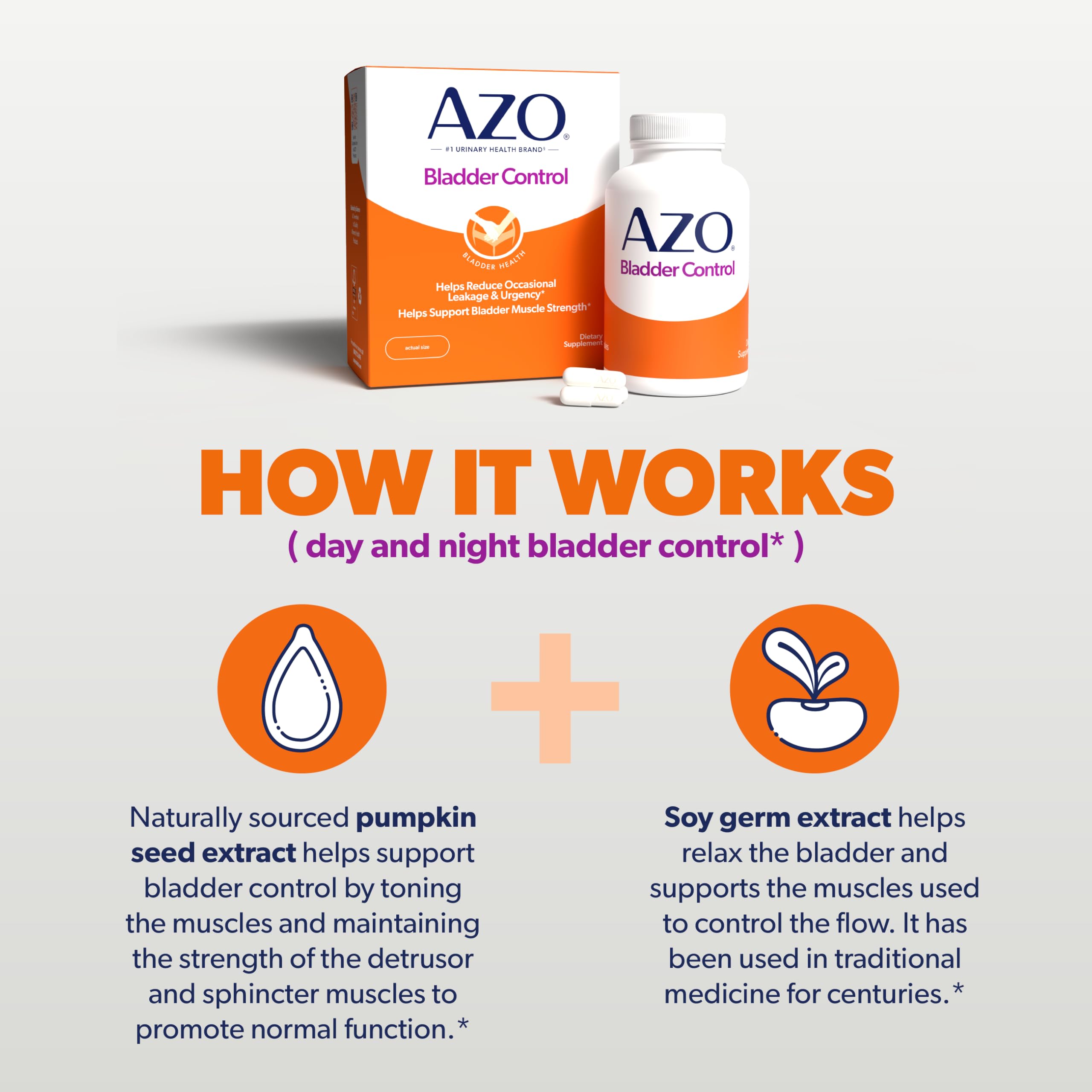 AZO Bladder Control with Go-Less Daily Supplement | Helps Reduce Occasional Urgency, leakage due to laughing, sneezing and exercise††† | 72 Capsules AZO buy australia supplements