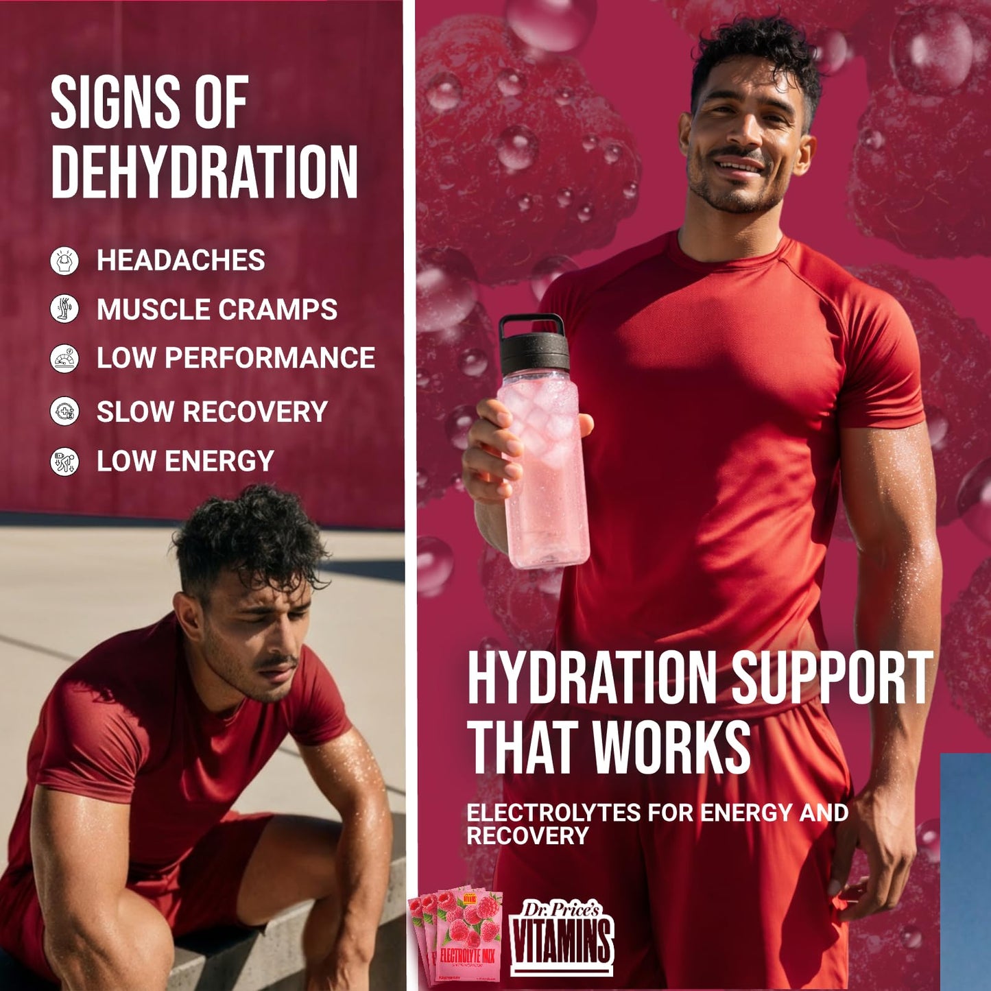 Dr. Price’s Electrolytes Hydration Powder Packets – Raspberry, 30 Packs | Sugar Free Electrolyte Drink Mix, 72+ Trace Minerals, Manganese | Keto Electrolytes, Dr. Price's Vitamins