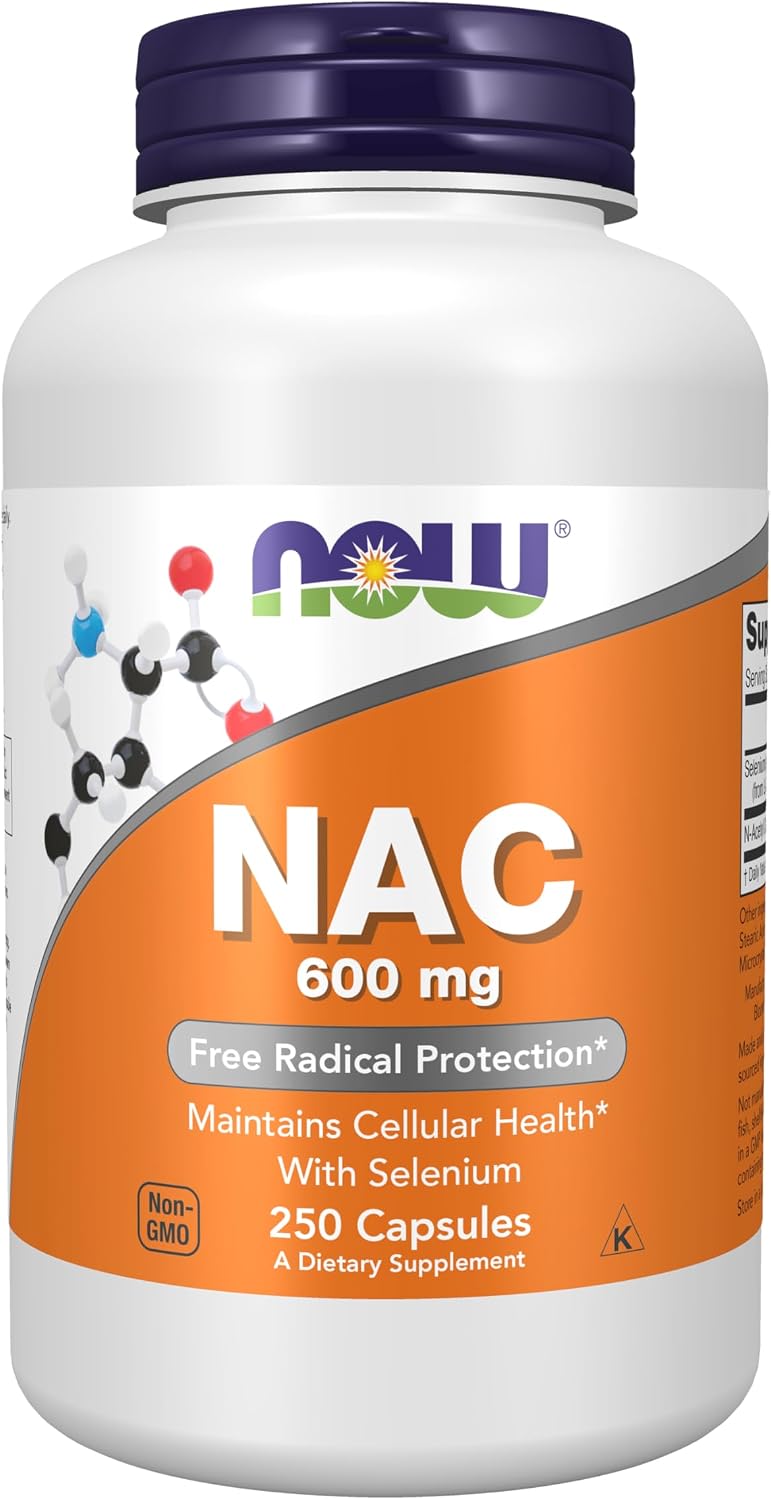 NOW Supplements, NAC (N-Acetyl Cysteine) 600 mg with Selenium, 250 Veg Capsules Gsupps Australia