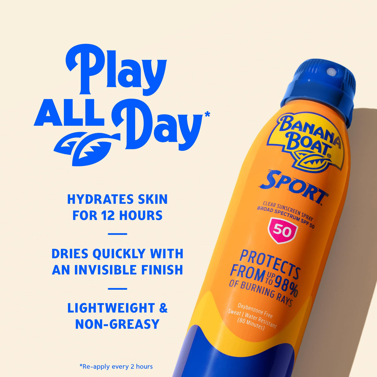 Banana Boat Sport SPF 50 Sunscreen Spray, 6 oz (2 Pack) Banana Boat