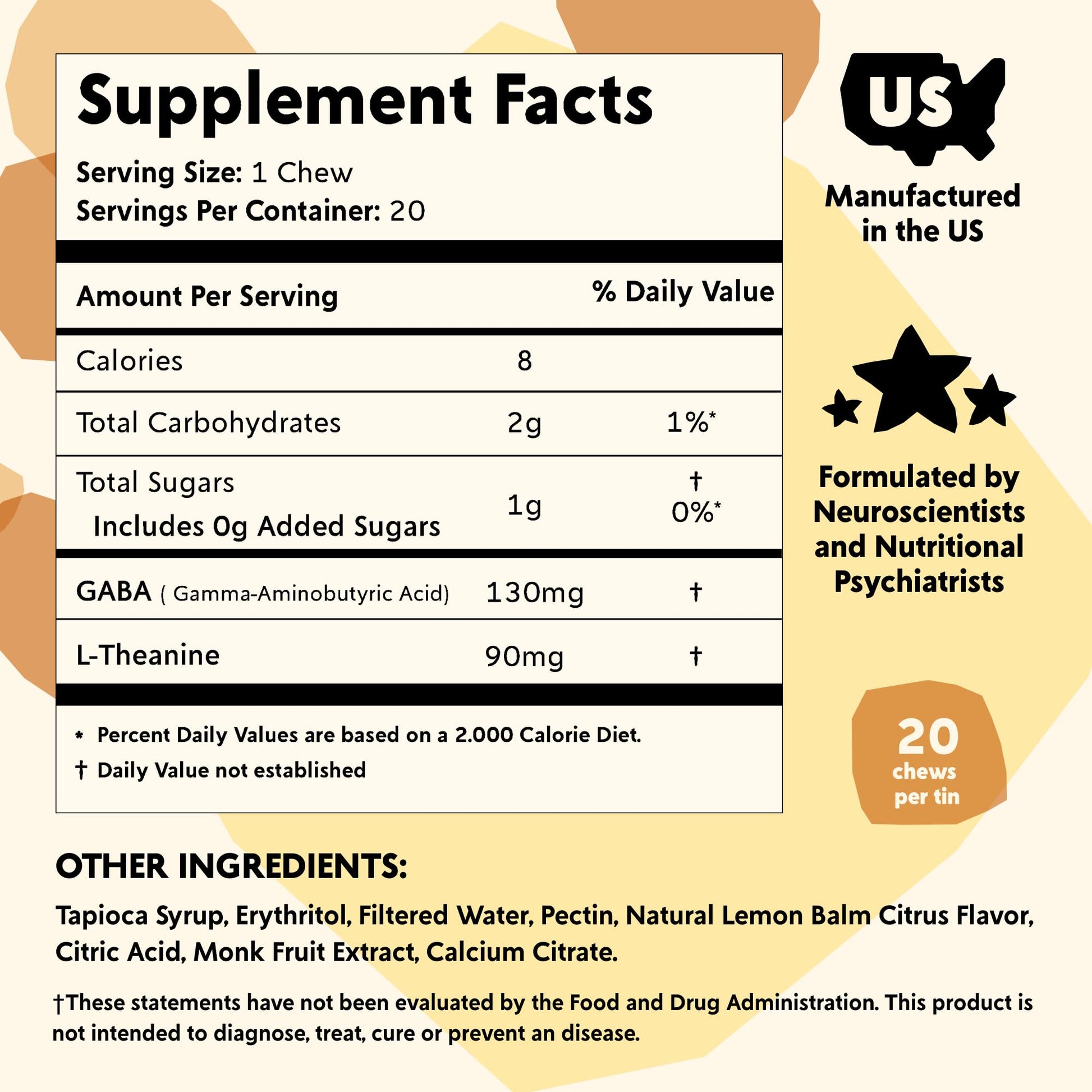 PYM Citrus Mood Chews Support for Stress, Worry & Overwhelm, 120 Count | 130mg GABA, 90mg L-Theanine | Vegan, Non-GMO, Gluten-Free, No Added Sugar | All-Natural Mood Balance Supplement Made in USA PYM Health buy australia supplements