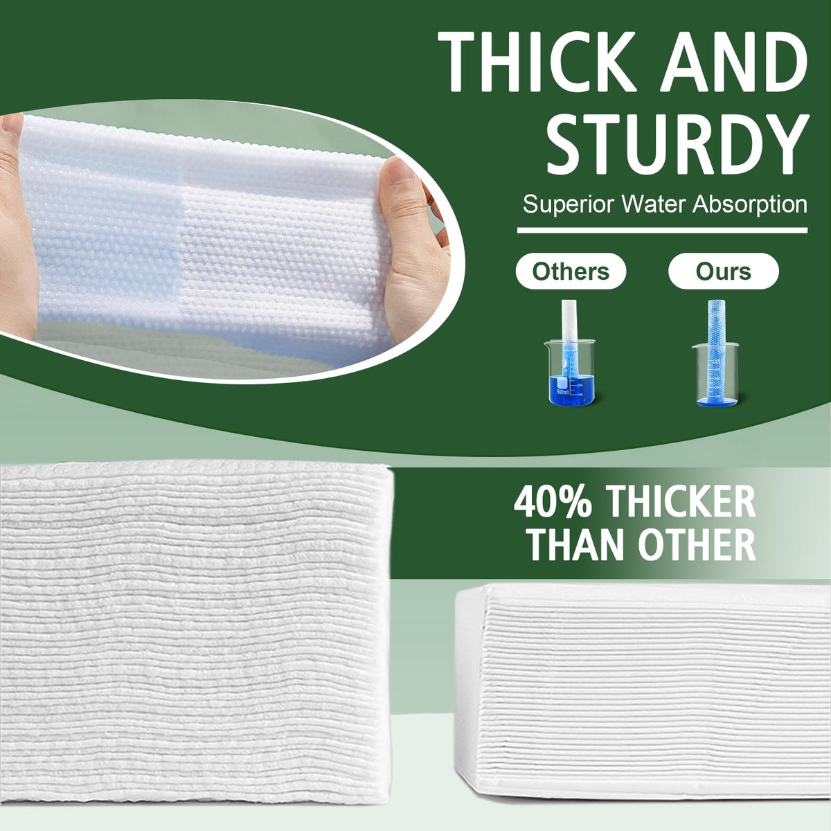 Disposable Face Towels 100 Count, Biodegradable Ultra Soft & Thick Facial Towels for Sensitive Skin, Lint-Free Makeup Remover Dry Wipes, Multi-Purpose Cleansing Towelettes for Face Wipes, Skincare KeeiZoes