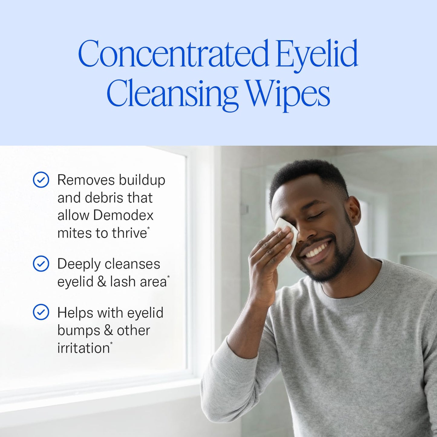 Cliradex Towelettes - Natural Face, Eyelash & Eyelid Cleanser - Wipes for Demodex, Blepharitis, Mgd and Red Irritated Eye Lid Cliradex