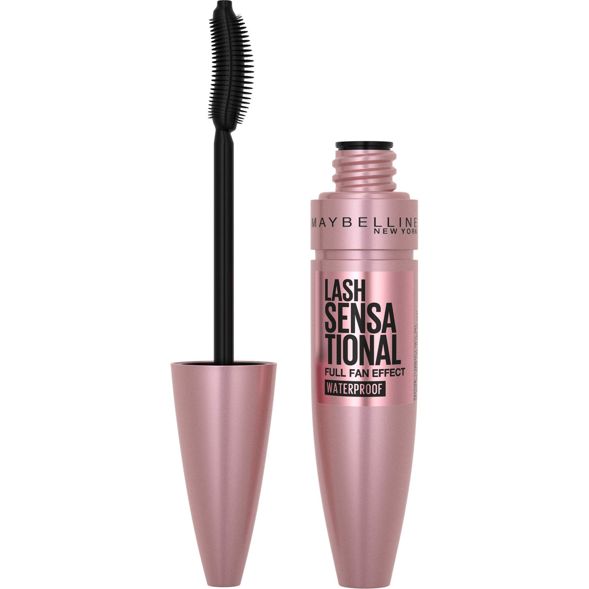 Maybelline Lash Sensational Waterproof Mascara, Lengthening and Volumizing for a Full Fan Effect,Very Black, 1 Count MAYBELLINE