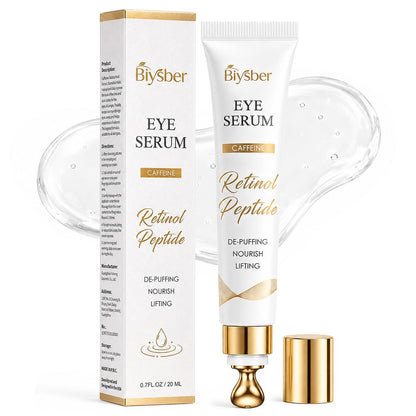 Under Eye Serum for Dark Circles & Puffiness : Caffeine Retinol Peptide Eye Serum for Fine Lines and Wrinkles, Hydrating Daily Eye Care for Women & Men, 0.7 fl oz BIYSBER