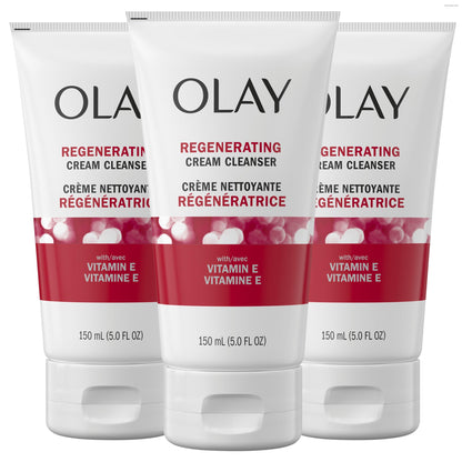 Olay Regenerist Cream Cleanser with Vitamin E, Facial Cleanser/Face Wash, 5 oz (Pack of 3) Olay