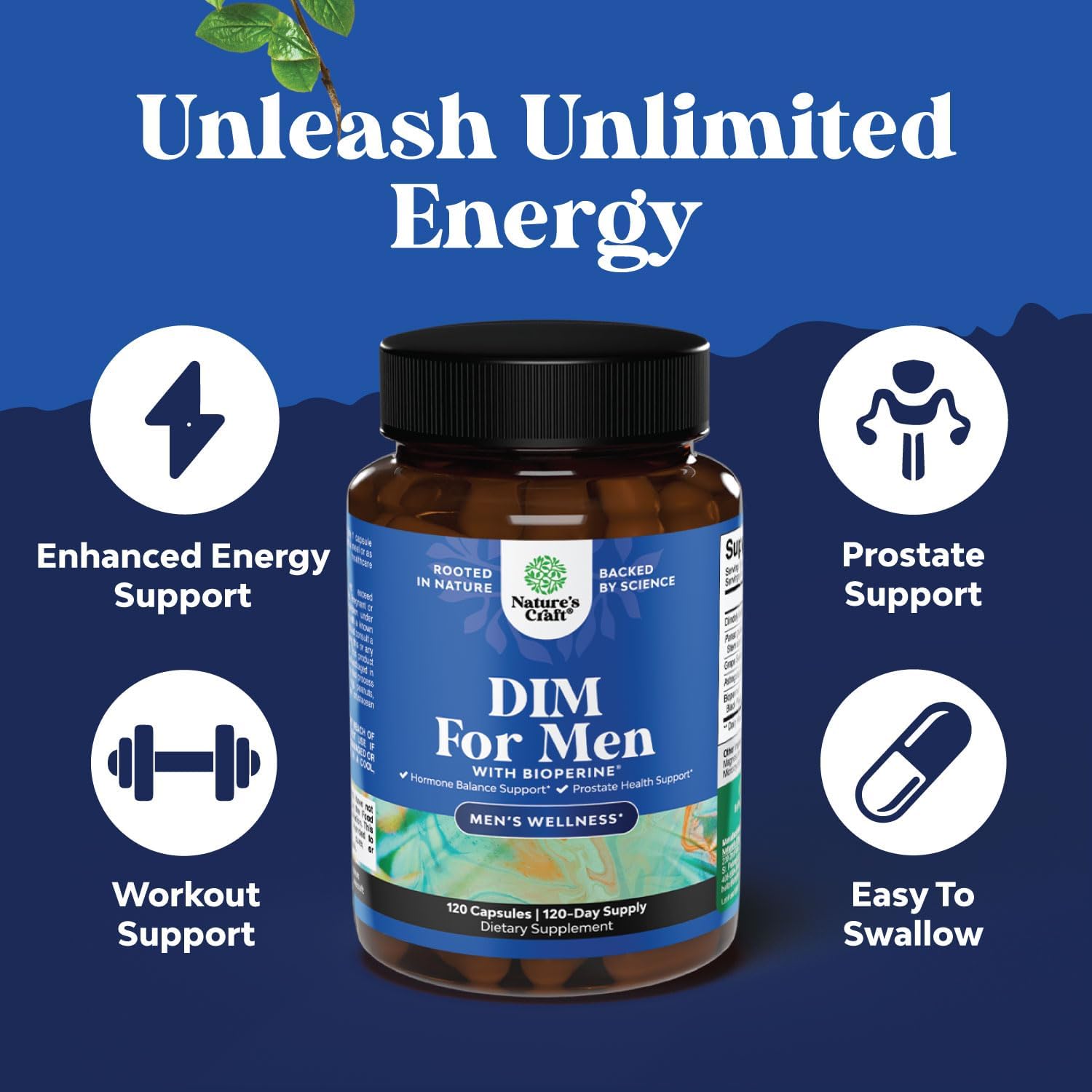 Natures Craft DIM Supplement for Men - DIM Estrogen Blocker for Men for Hormone Balance & Prostate Health - Diindolylmethane Complex with Panax Ginseng, Bioperine, Grapeseed & Astragalus - 120 Count Gsupps Australia