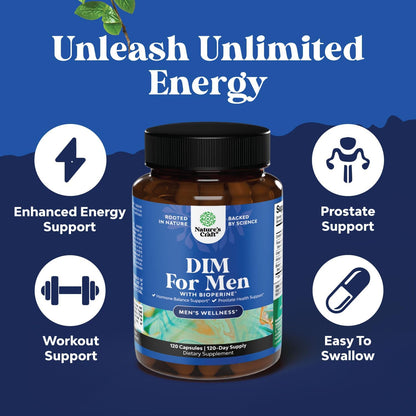Natures Craft DIM Supplement for Men - DIM Estrogen Blocker for Men for Hormone Balance & Prostate Health - Diindolylmethane Complex with Panax Ginseng, Bioperine, Grapeseed & Astragalus - 120 Count Gsupps Australia