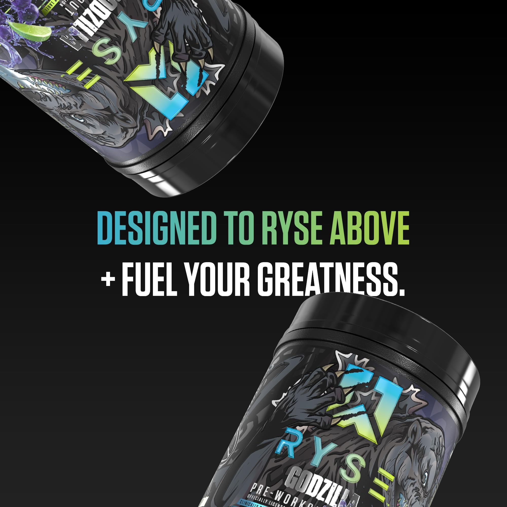 RYSE Godzilla X Noel Deyzel Pre Workout Powder - Monsterberry Lime - 400mg Caffeine, High Stim Pre-Workout for Men & Women with Citrulline & Beta Alanine - Energy, Pump & Focus - 20/40 Servings RYSE Up Supplements buy australia supplements