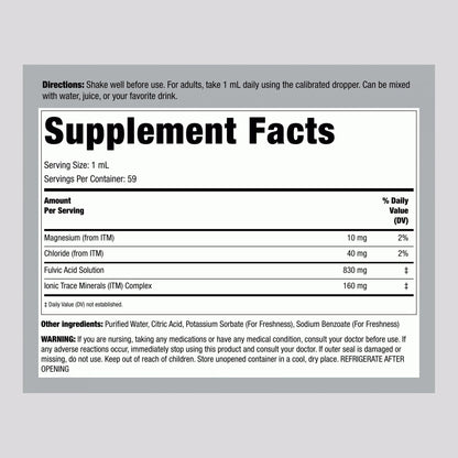 Piping Rock Liquid Fulvic Acid Drops | 2 fl oz | with Trace Minerals | Ionic Supplement | Vegetarian, Non-GMO & Gluten Free Piping Rock