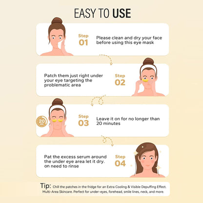 Maskiss 24k Gold Under Eye Patches (50 Pairs), eye mask, Collagen Skin Care Products, Eye Patches for Puffy Eyes, eye masks for dark circles and puffiness Maskiss