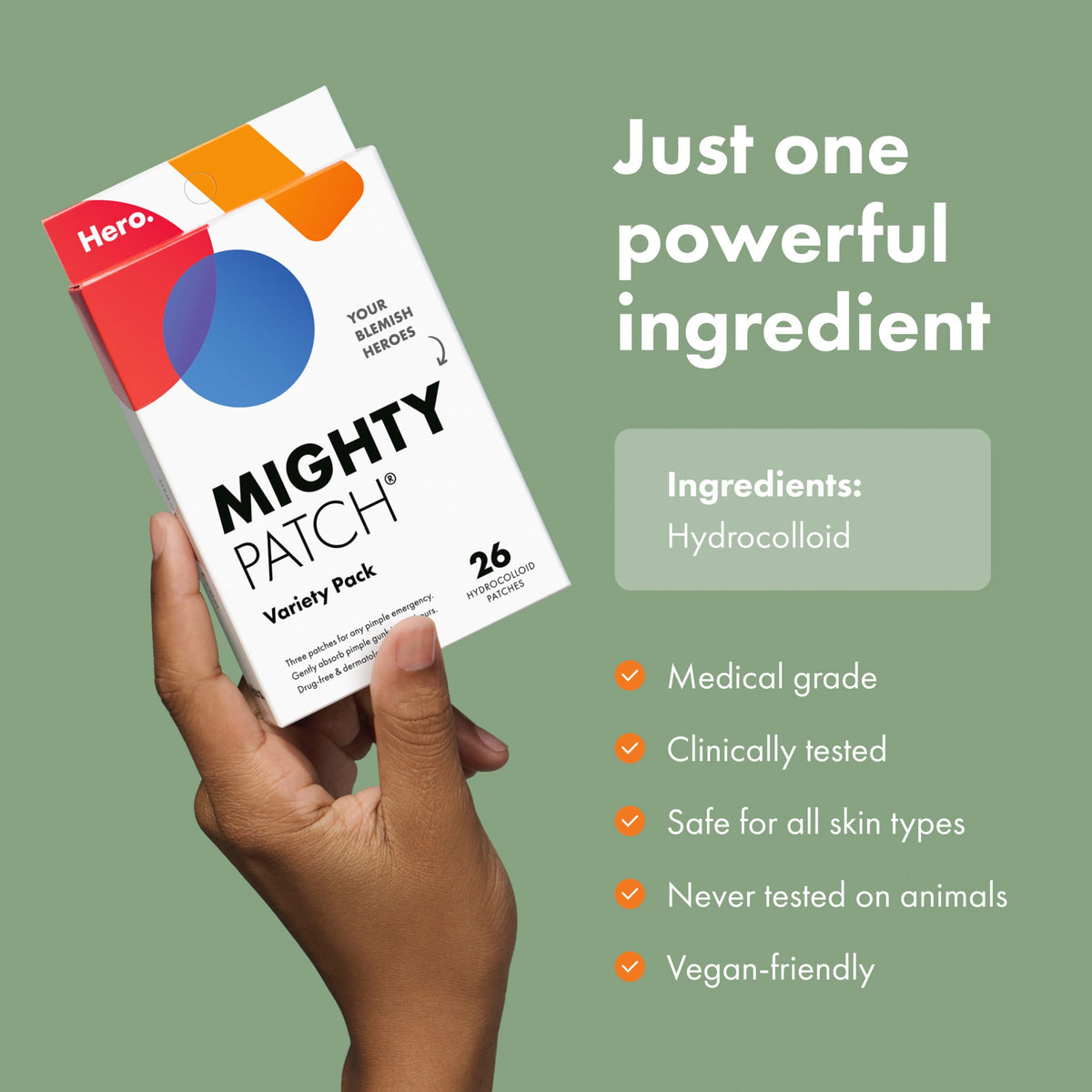 Mighty Patch Hero Cosmetics Variety Pack of Acne Pimple Patches, 26 Ct Mighty Patch