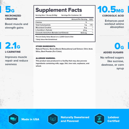 LEGION Recharge Post Workout Drink - Micronized Creatine Monohydrate Natural Post Workout Recovery Drink - Muscle Builder & Recovery Booster Post Workout Supplements (Strawberry Lemonade, 30 Servings)