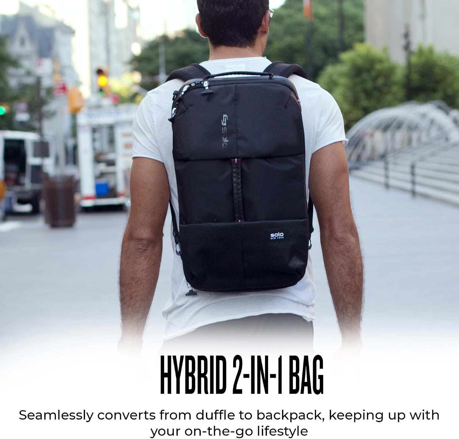 Solo New York Travel Backpack Duffel - Convertible Travel Duffle Bag for Men & Women, Carry On Size, Use for Gym, Flights, or Work, Separate Shoe Compartment, Padded Straps - All-Star, Black Gsupps Australia