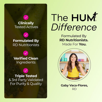 HUM Flatter Me Fiber Supplement for Women & Men, Prebiotics & Digestive Enzymes to Support Weight & Bloating, Digestive & Gut Health, Fiber Powder Drink Mix