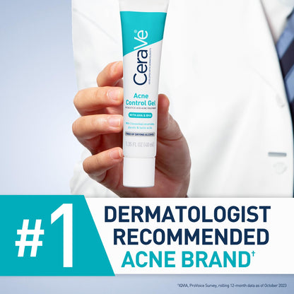 CeraVe Acne Control Gel, Salicylic & Glycolic Acid Face Treatment, 1.35oz CeraVe