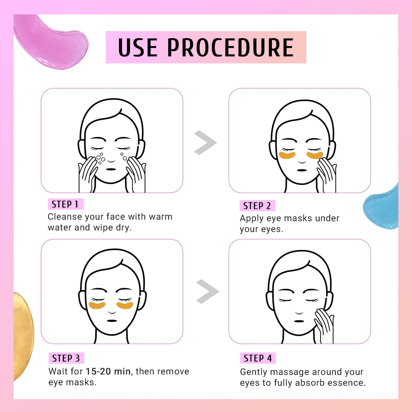 PEAUAMIE Under Eye Patches Gold and Hyaluronic Acid for puffy eyes,Rose Eye Masks PEAUAMIE
