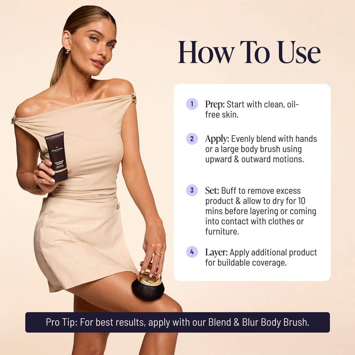 Westmore Beauty Body Coverage Perfector & Brush - Waterproof Leg Makeup- 2N Westmore Beauty