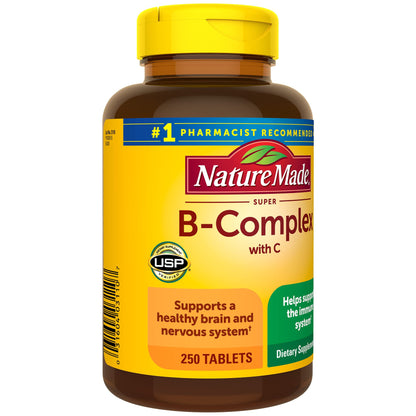 Nature Made Super B Complex with Vitamin C & Folic Acid, 140 Tablets | B Complex Vitamins for Women and Men, Dietary Supplement for Immune Support, Gluten Free, 140 Day Supply Gsupps Australia