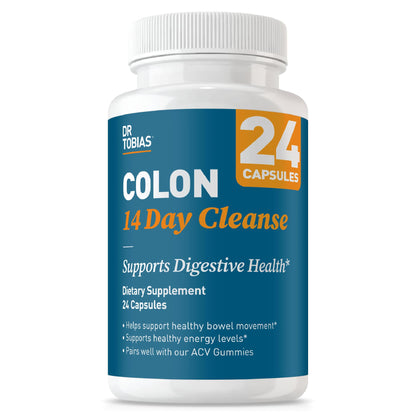 Dr. Tobias Colon Cleanse - Constipation Relief & Gut Health Support for Women & Men | 14 Day Colon Cleanser for a Gentle Colon Detox & Gut Flush - 28 Capsules (1-2 Daily)