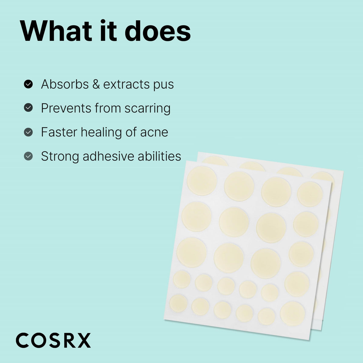 COSRX Acne Pimple Patches Absorbing Hydrocolloid Spot, 3 Size (48 Count) COSRX