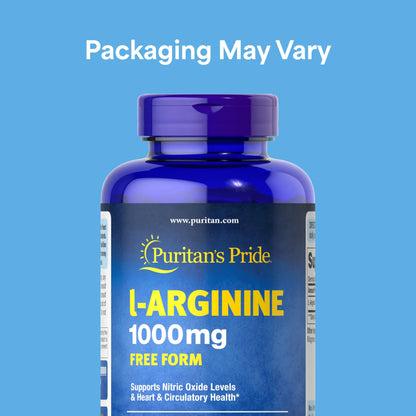 Puritan's Pride L-Arinine 1000mg, Dietary Supplement Supports Nitric Oxide Levels and Heart and Circulatory Heath, 100 Day Supply, 100 Tablets Puritan's Pride