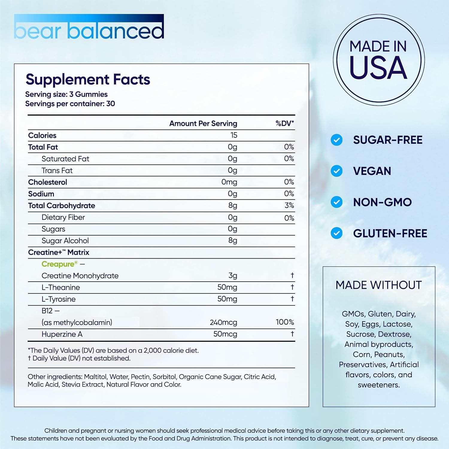 Bear Balanced Creatine Gummies for Men & Women - Creapure® Creatine Monohydrate, L-Theanine, L-Tyrosine & B12 for Muscle Growth, Strength, Focus, Energy & Health Bear Balanced buy australia supplements