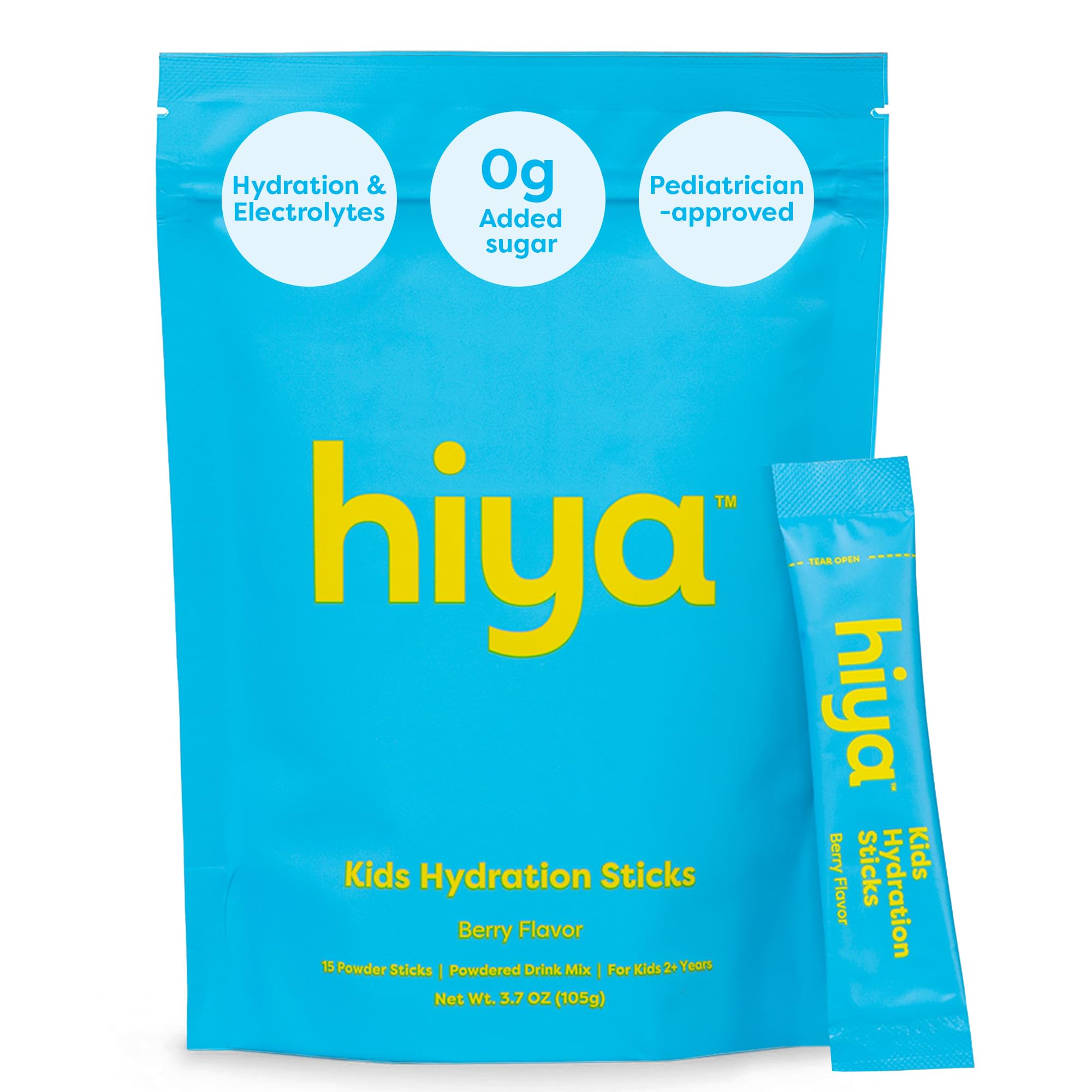 Hiya Kids Hydration with Electrolytes - Zero Added Sugar Berry Flavored Kids Hydration Packets - 15 Sticks - Travel-Friendly Drink Mix for Children Ages 2+ HIYA buy australia supplements