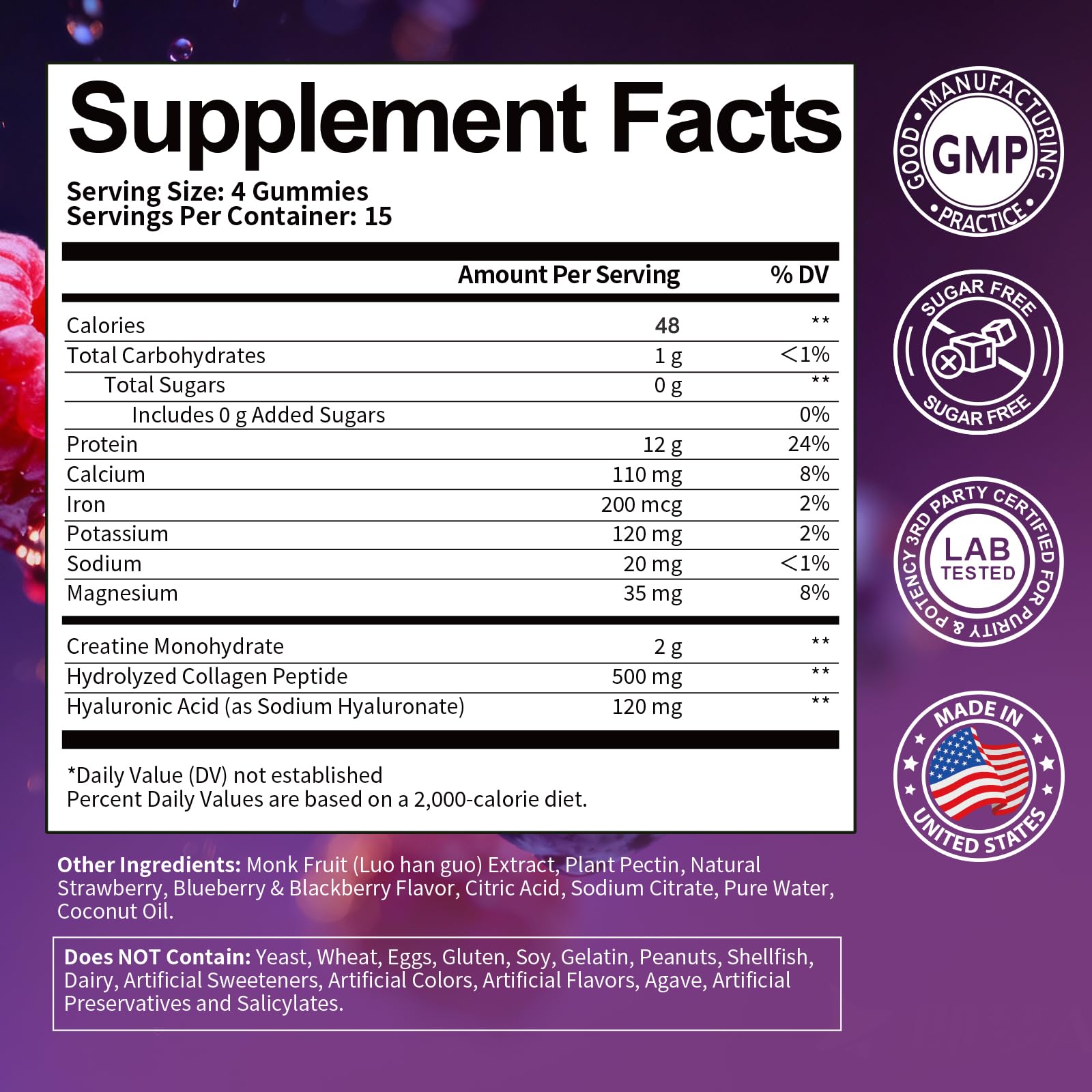 3 in 1 Whey Protein Gummies | Creatine Monohydrate | Collagen, 0 Sugar, Pure Protein Source, Muscle & Energy Support, Berry Flavor, for Women and Men Totaria buy australia supplements