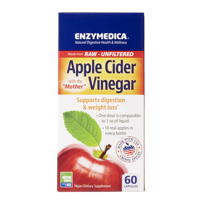 Enzymedica Apple Cider Vinegar Supplement for Men & Women - Apple Cider Vinegar Capsules with Mother, Raw & Unfiltered, Gut Health & Digestive Support, Gluten Free ACV, Vegan, Non-GMO - 120 Count Gsupps Australia