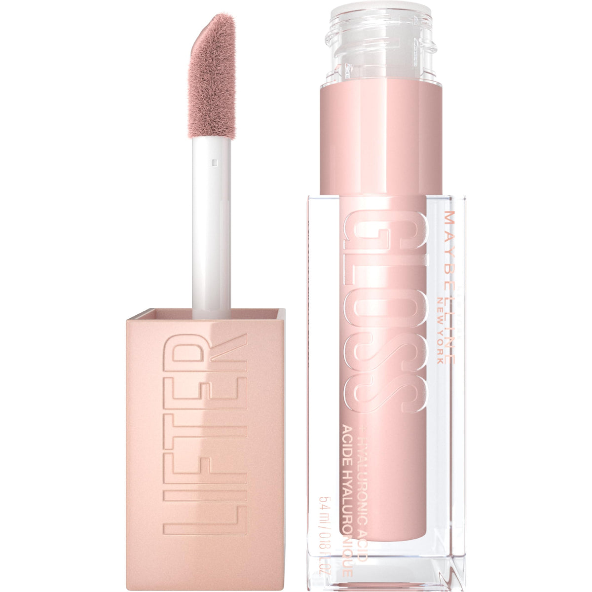 Maybelline Lifter Gloss, Hydrating Lip Gloss with Hyaluronic Acid, Ice, Pink Neutral, 0.18 Ounce MAYBELLINE