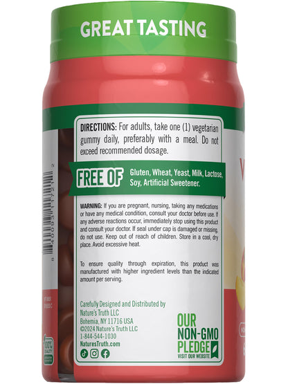 Nature's Truth Vitamin D3 Gummies | 5000 IU | 60 Count | Peach Flavor | Vegetarian, Non-GMO & Gluten Free Supplement Nature's Truth