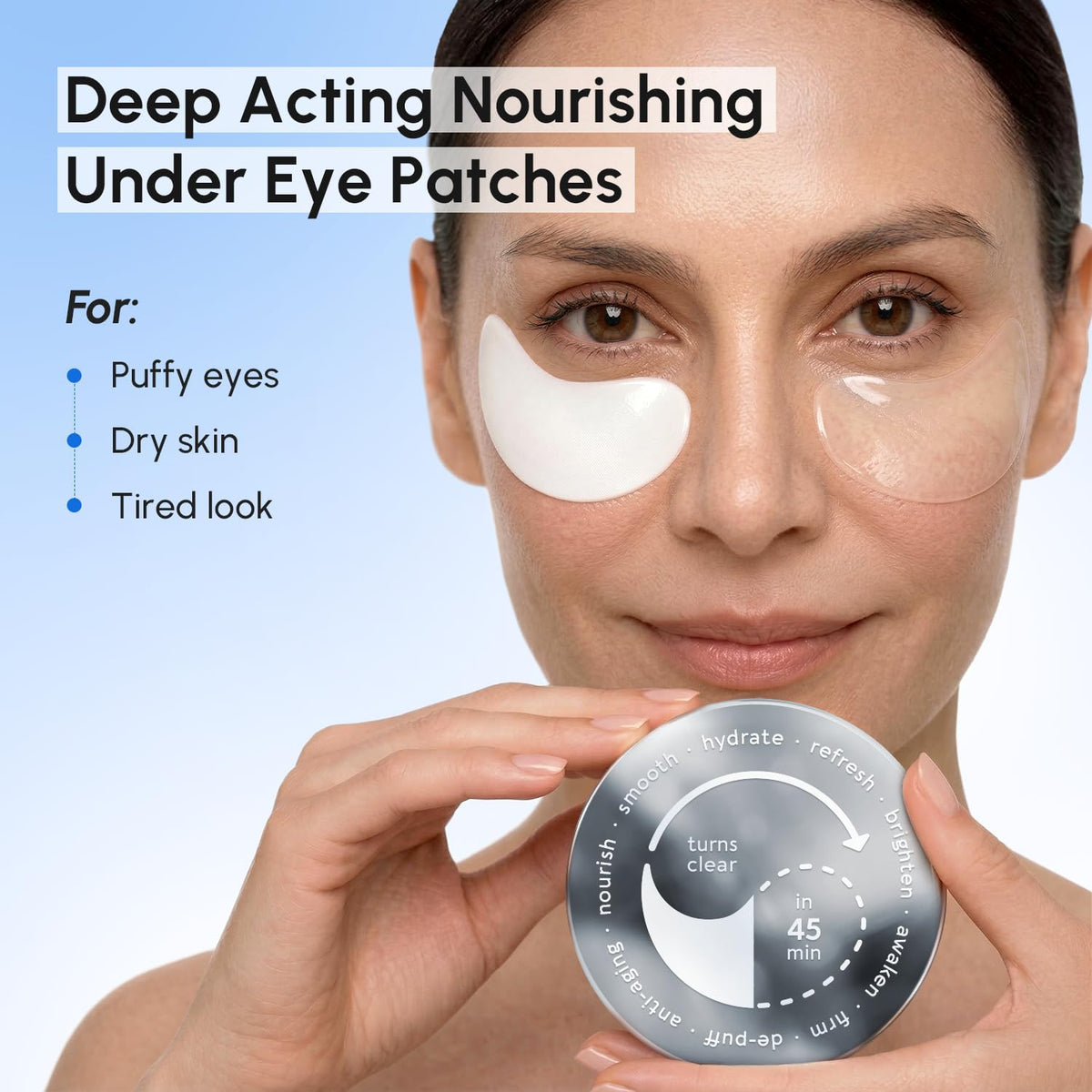 MAREE Invisible Under Eye Patches for Puffy Eyes and Dark Circles with Peptide Collagen, Caffeine & Retinol - Eye Masks for Women & Men for Undereye Bags & Puffiness Reducing - Parches para Ojeras MAREE