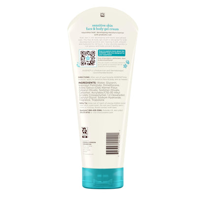 Aveeno Sensitive Skin Face & Body Gel Cream for Kids with Prebiotic Oat, Clinically Proven 24 Hour Hydration for Soft Skin Aveeno Baby