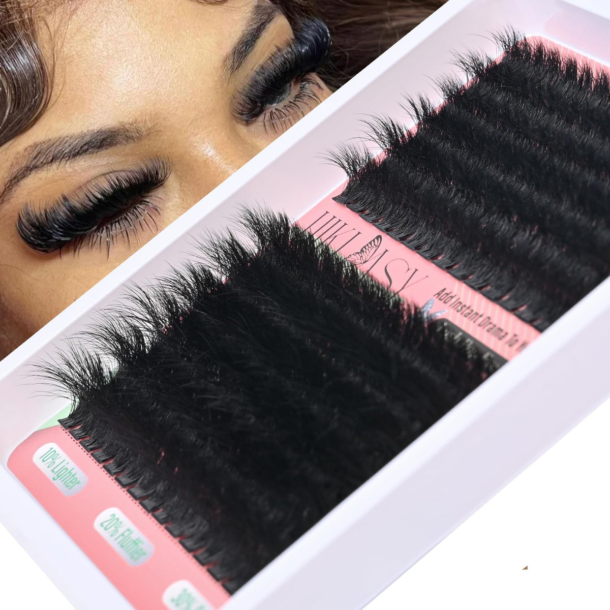 Lash Cluster 260D Full Volume Cluster Lashes Bold 12-18mm Mega Lash Clusters Supplies Wispy D Curve False Eyelashes Clusters Reusable DIY Salon Look Eye Lash Clusters Extension By Hiklasy HK HIKLASY