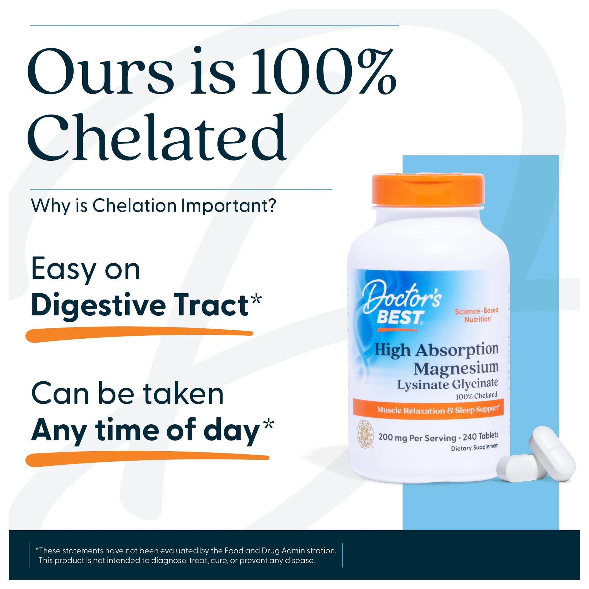 Doctor's Best High Absorption Magnesium Glycinate Lysinate Supplement for Sleep Support - Chelated Magnesium Tablets for Women & Men, 200mg per Serving, Supports Calm & Relaxation, Vegan - 240 Count Doctor's BEST buy australia supplements