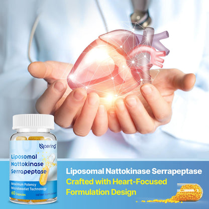 Liposomal Nattokinase 12,000 FU Serrapeptase 360,000 SPU Enzyme Supplement - Enriched with Synergistic Enzymes and Nutrient Blend & Inulin for Circulatory Naering